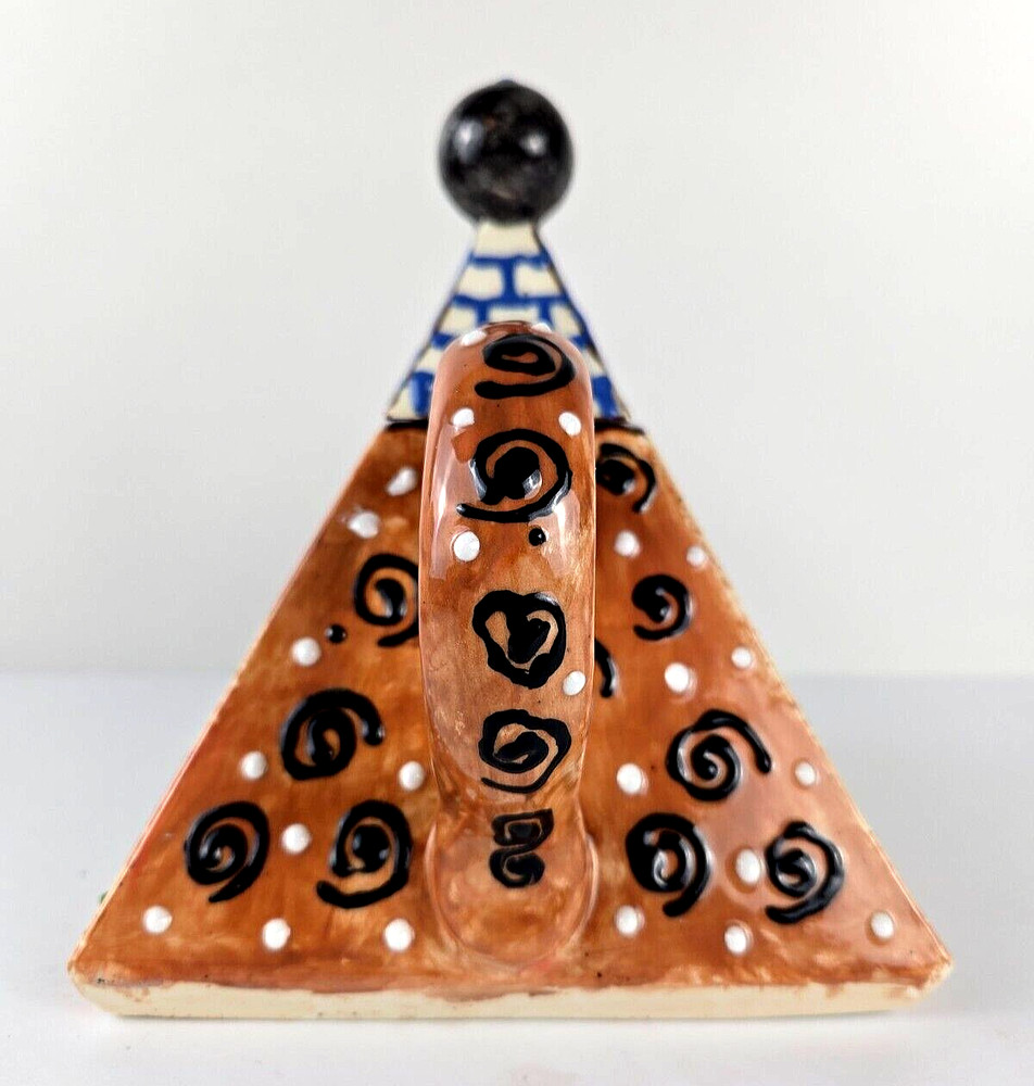 Handmade Ceramic Pyramid Teapot With Lid Multicolor/Decorative Use Only