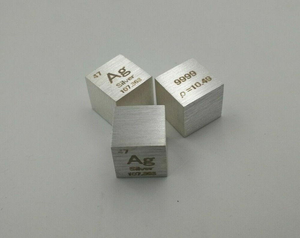 10mm Metal silver Cube 99.99% Pure Ag Density Cube Specimen Element Collection