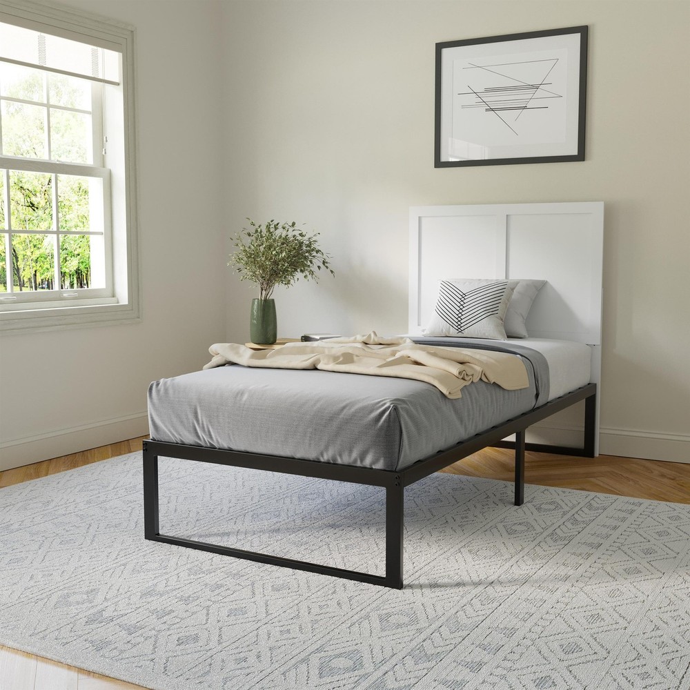 Contemporary Full Size Three Panel Wooden Headboard Only in White