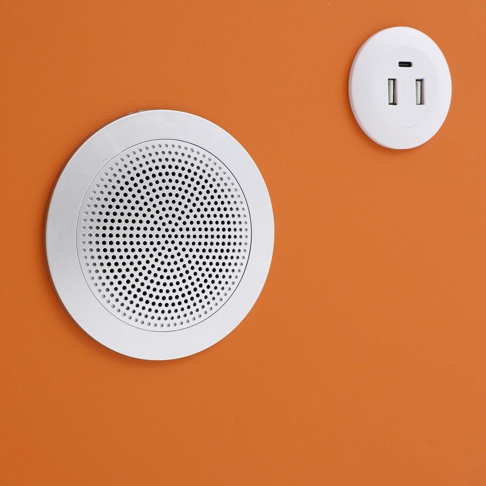 Bluetooth Speaker Smart Bedside Table with 3Color Light, USB & Wireless Charging