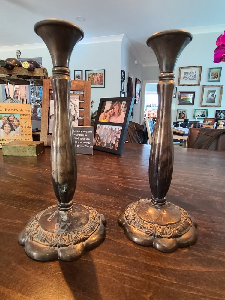 vintage silver candlesticks