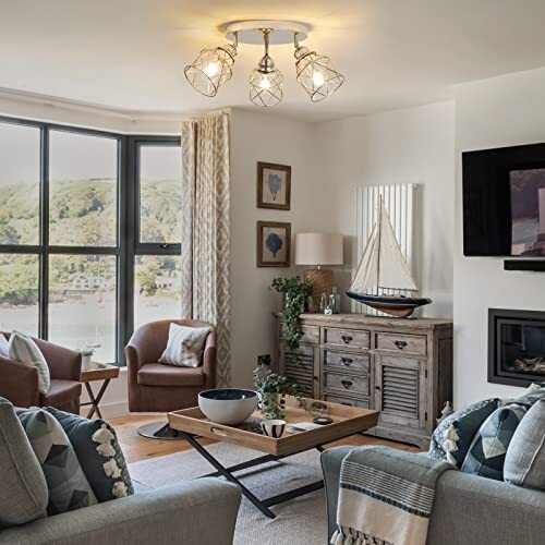 Kitchen Light Fixtures Ceiling Mount, 3-Lights Multi-Directional Ceiling Gold