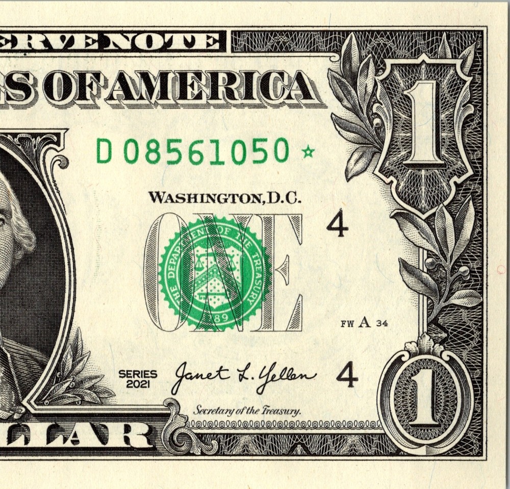 2021 D Star Note One Dollar Bill Regular Run Pack Note D08561050*