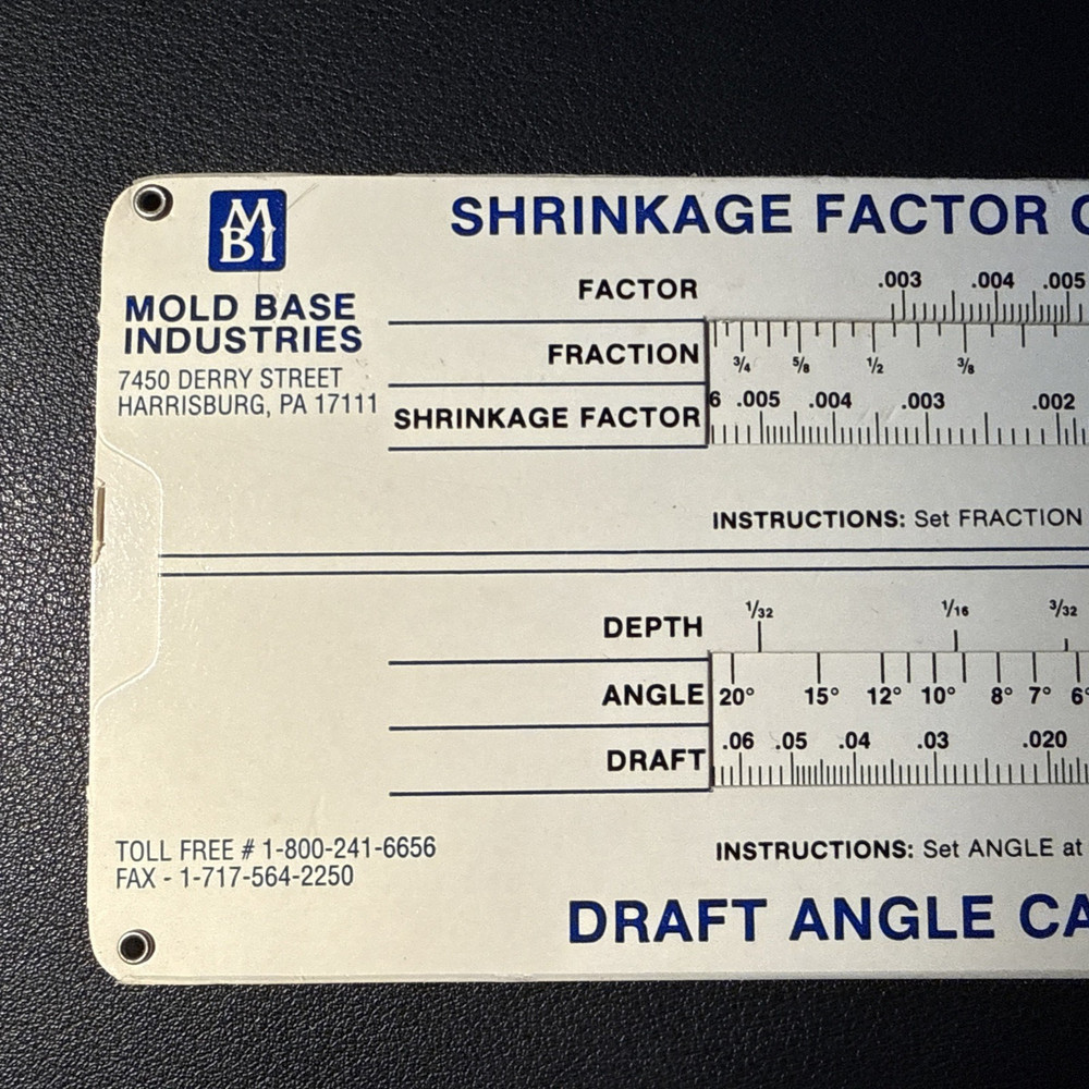 Mold Shrinkage & Trig function & Draft angle Slide Rule Calculator