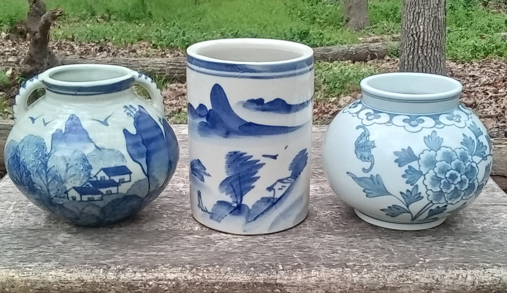 Three Chinese Blue and White Vases