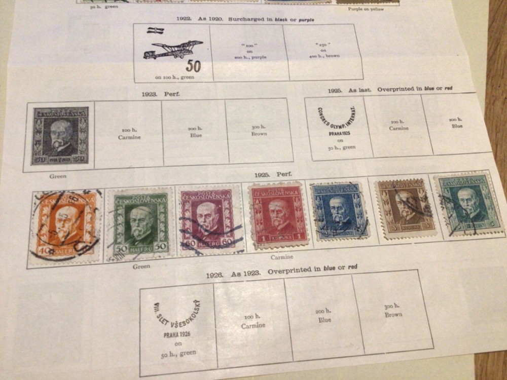 Czechoslovakia stamps on folded page A11794