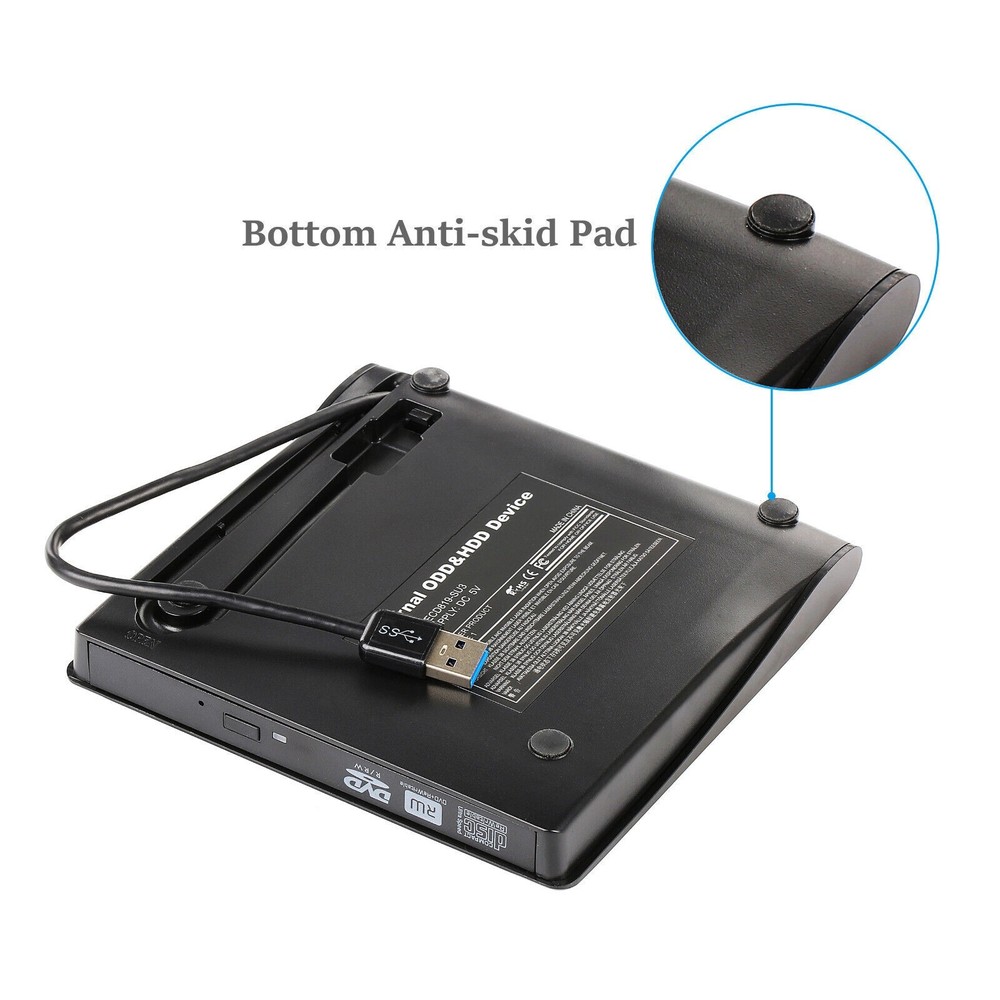Slim External CD/DVD ROM Drive USB 3.0 Player Reader for Laptop PC Mac HP