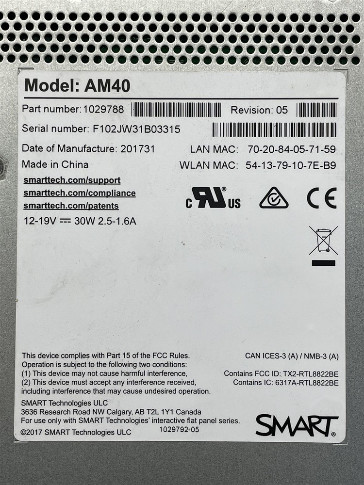 SMART TECHNOLOGIES AM40 iQ APPLIANCE FOR SMART BOARD INTERACTIVE DISPLAY