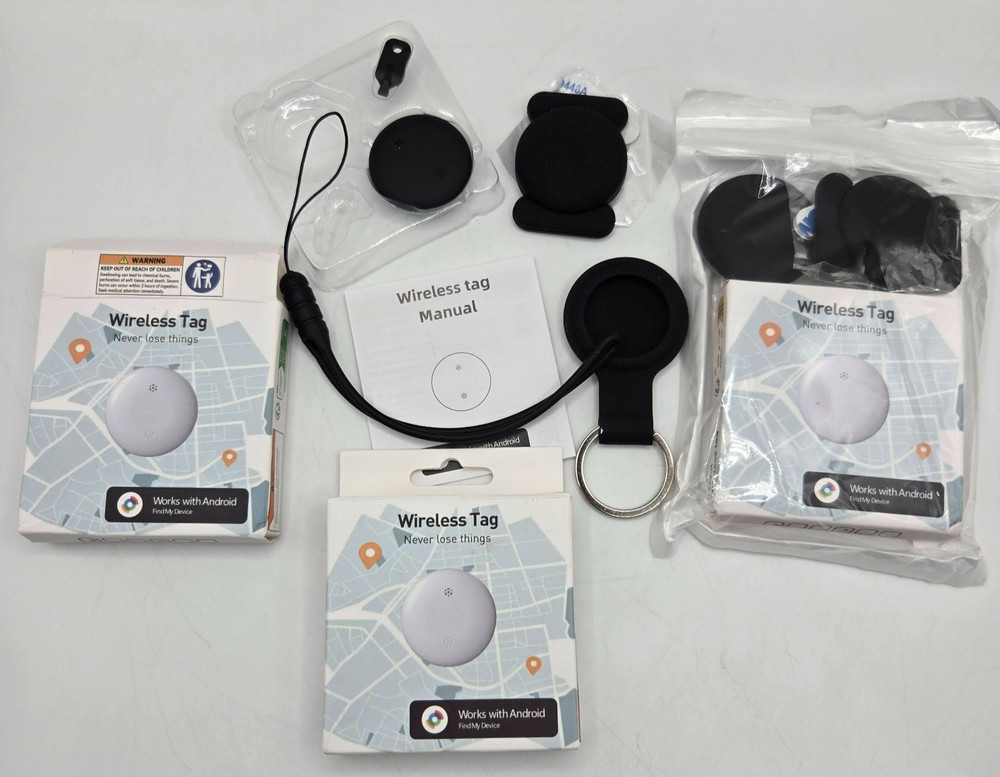 3 - Android Wireless Tag Smart Bluetooth Trackers - Works with Android NIB Black