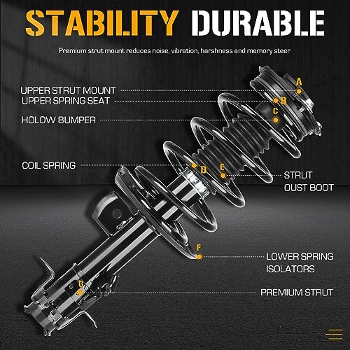 Front Complete Strut Shock Absorber Compatible Front Left and Right 2013 Sentra