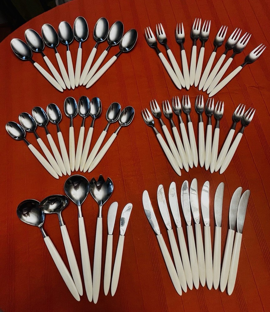 Øyo Norway, MCM Stainless Steel White Handle Flatware Set 51pcs  Service for 8+