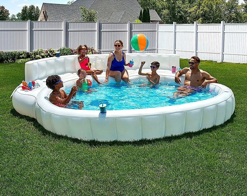 Oversized White Inflatable Pool Couch Lounge Float Multi Person Outdoor Sofa