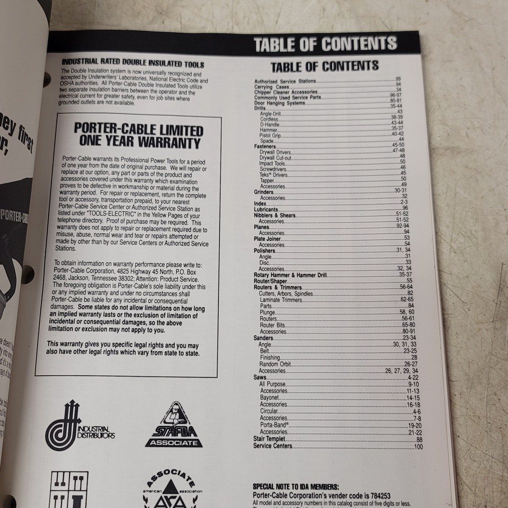 Porter Cable Power Tool Catalog 1991