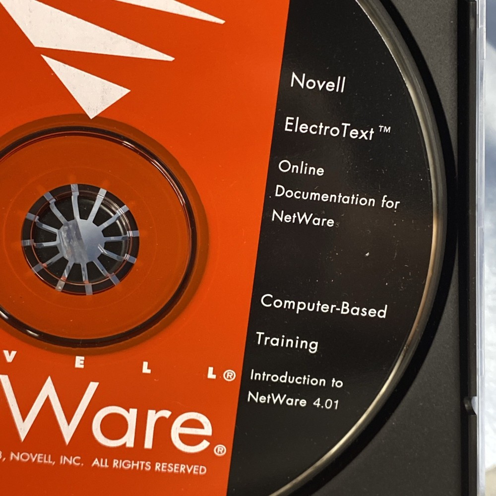 1993 NOVELL NETWARE CD-ROM ElectroText - Training - Intro to NetWare 4.01 UNUSED