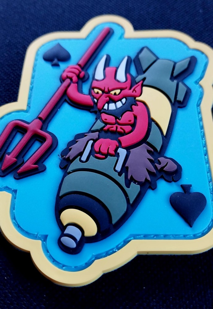 3D PVC Hook Backing Morale Military Patch COLOR DEVIL BOMBER