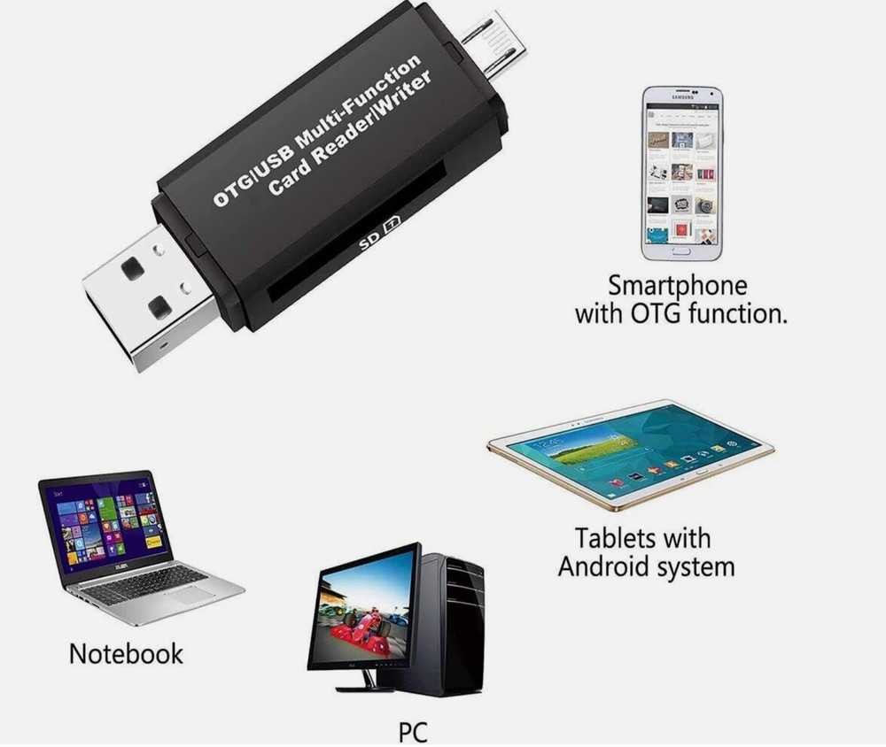 ​2 Each Micro USB OTG/USB 2.0 Card Reader Adapter SD/Micro SD Memory Card Reader