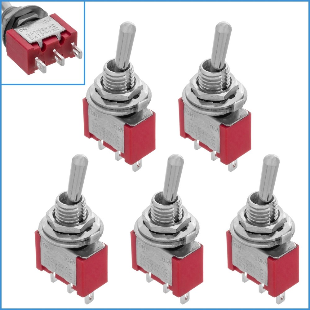 5pcs Toggle Switch Panel 1 Pole SPDT 2A 250V On-(On) Momentary MTS-112