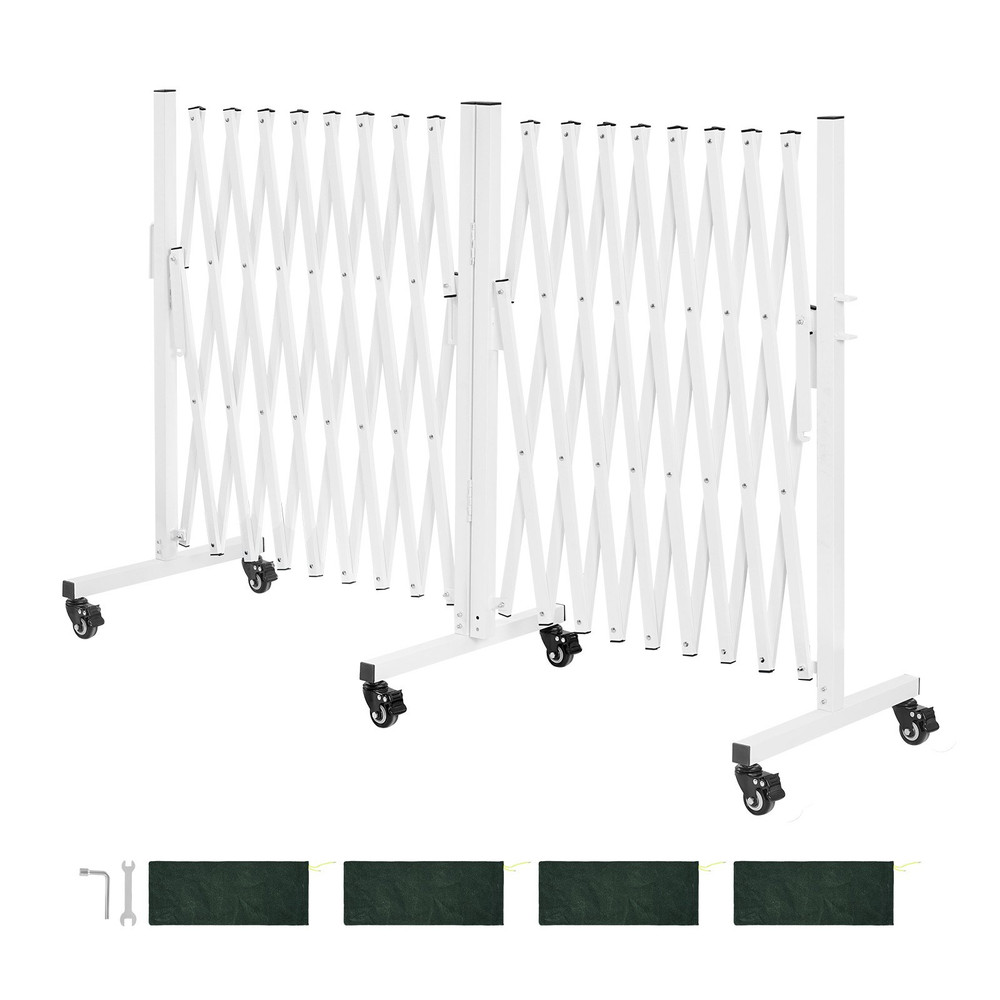 Expandable Safety Barrier 18FT Double Barricade w/ Locking Casters