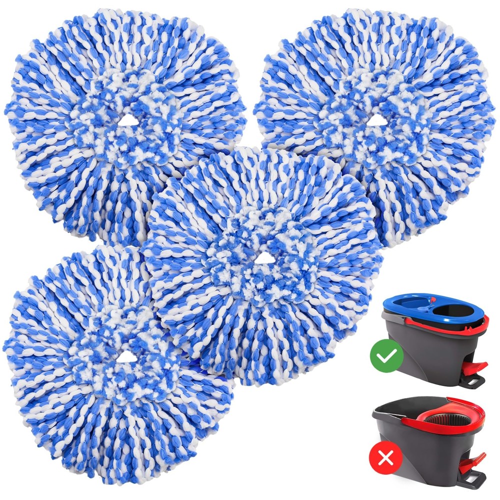 4 Pack RinseClean Spin Mop Replacement Head Spin Mop Refills Compatible with ...