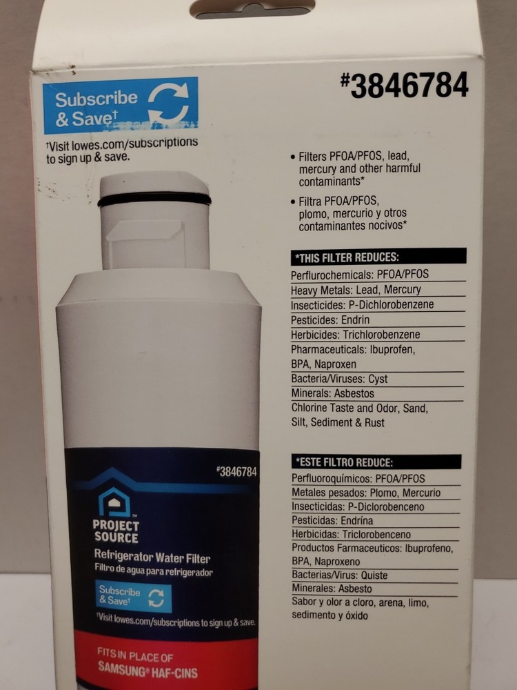 Project Source 3846784 S-2-2 Fridge Water Filter FOR Samsung HAF-CINS 1 2 Pack