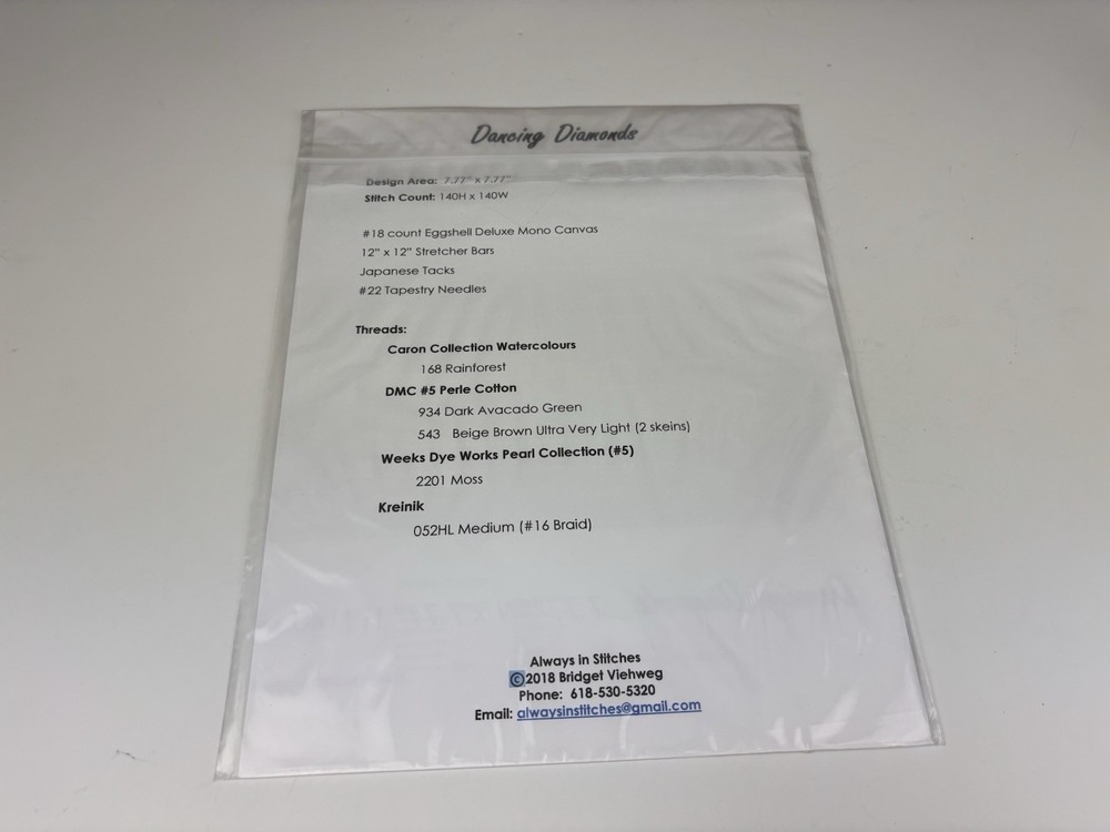 Always In Stitches Dancing Diamonds Needlepoint Pattern 2S