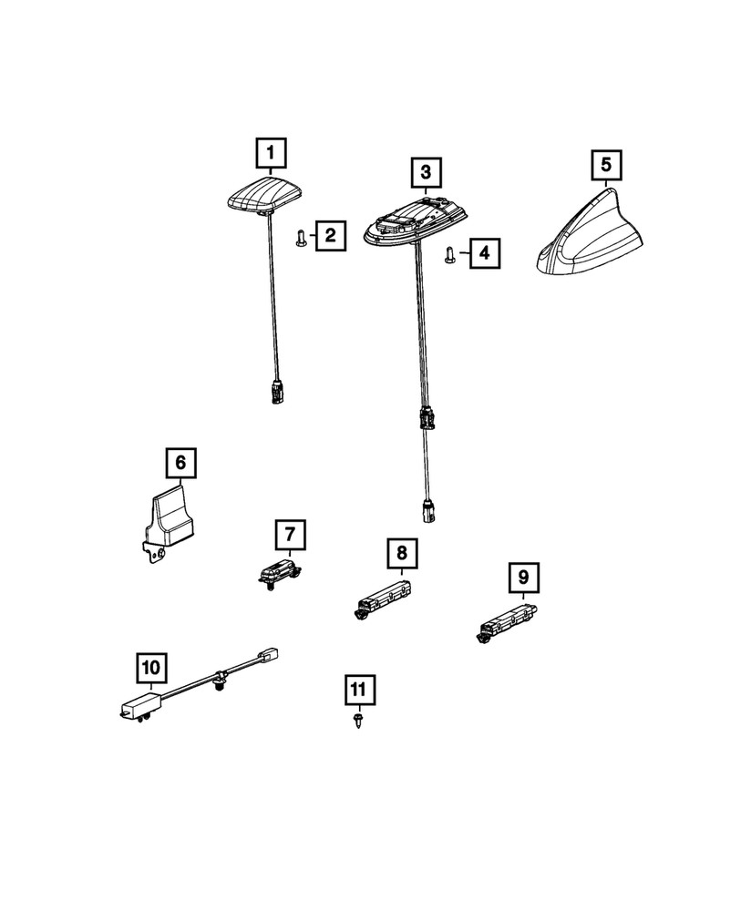 Genuine Mopar Cable & Base Assembly Antenna 5ZW43VCDAA