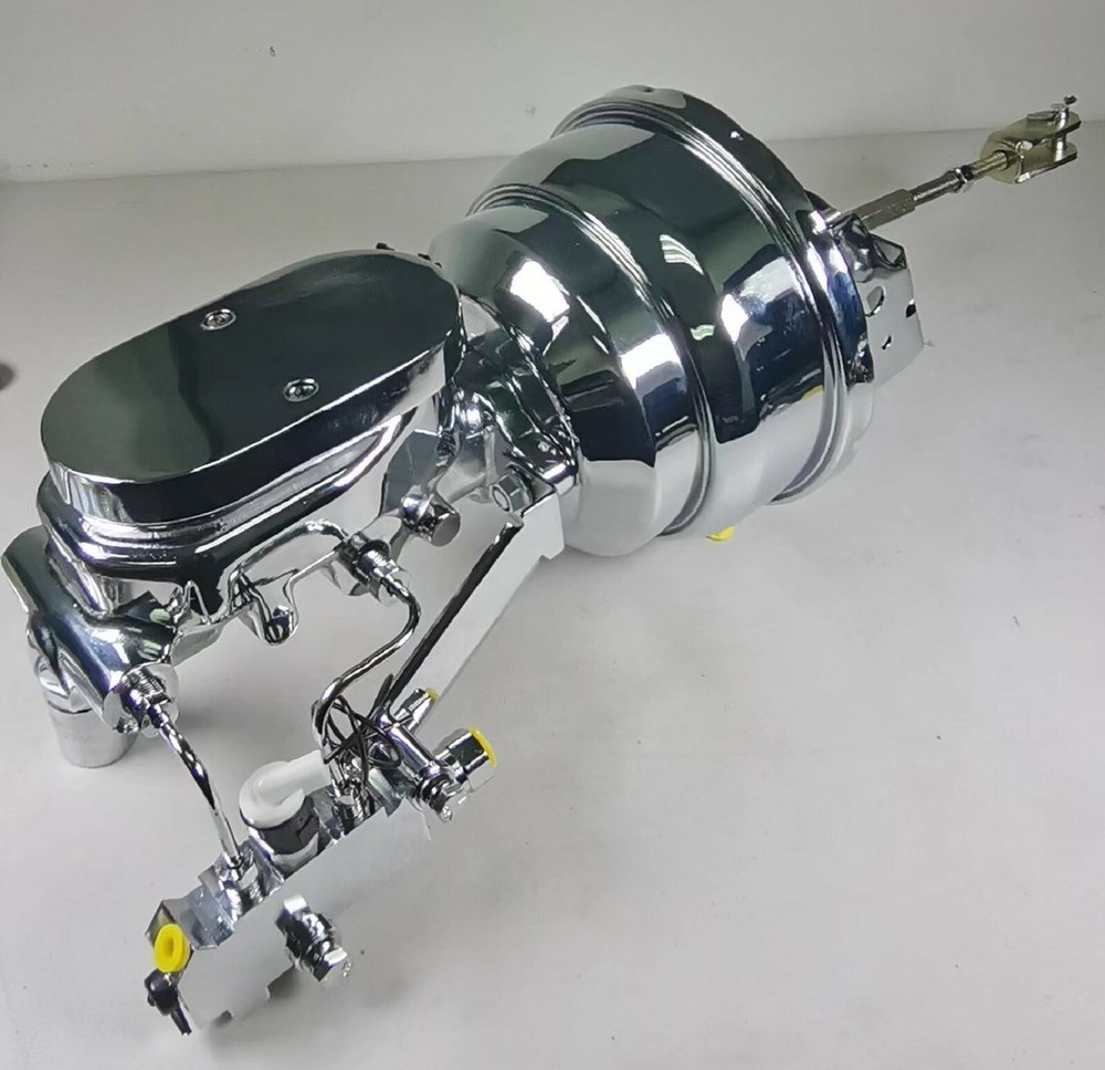 A-Body 8" Disc Drum Power Booster Smooth Master Cylinder & Bracket Kit CHROME
