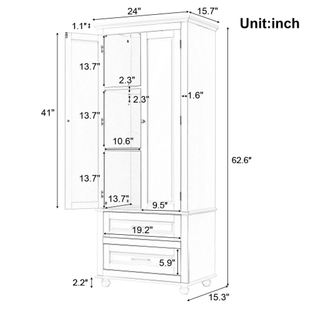 Tall Storage Cabinet W Three Drawers