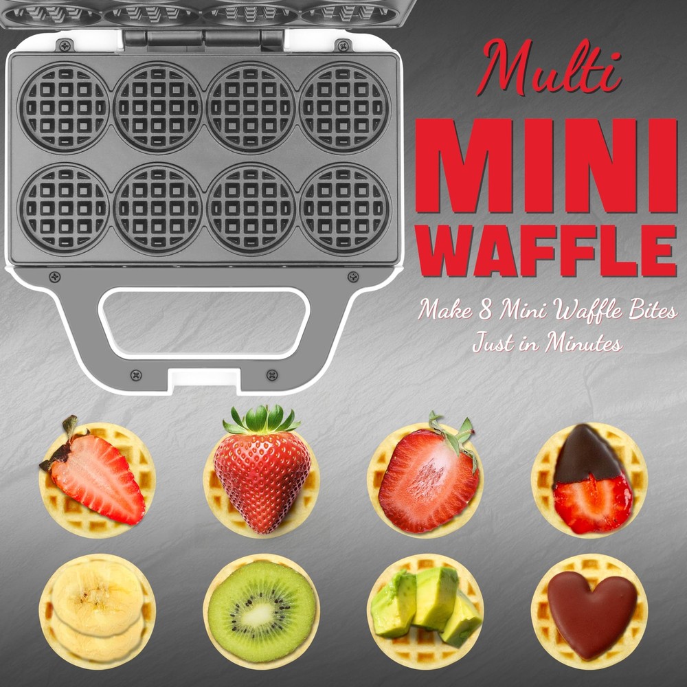 Mini Waffle Maker Machine, Tiny Waffle Bites Iron for Kids, Bake 8 x 2'' Tiny...