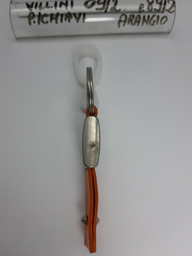 Keychain - Leather/metal - Orange/Chrome - Cod.09/2 - Villini