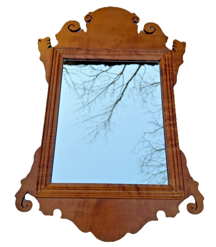 Signed Robert Treat Hogg 1973 Benchmade Maple Chippendale Mirror