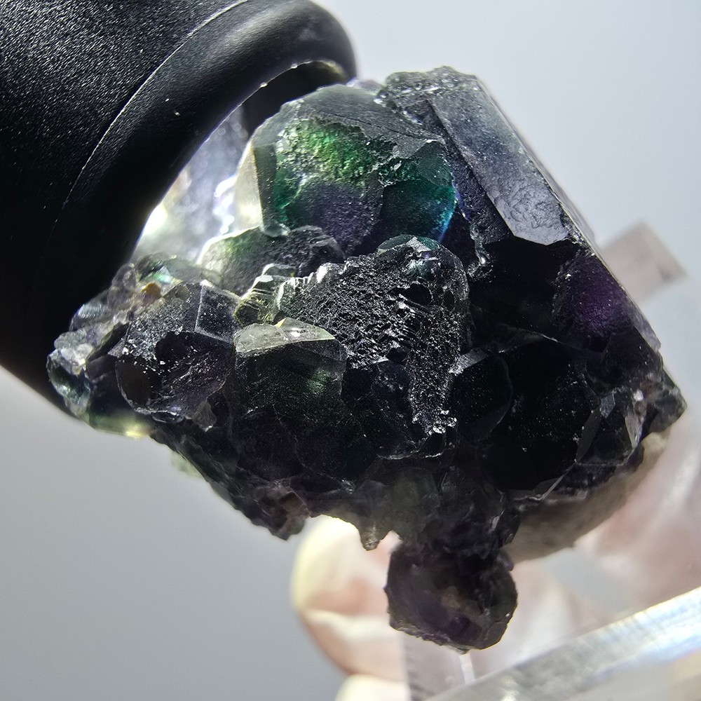 Phantom Fluorite Cube, hexagonal specimen, green purple blue Okorusu, Namibia