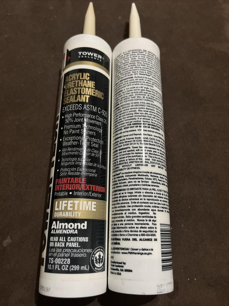 TOWER TECH 2 ACRYLIC ELASTOMERIC SEALANT ALMOND PAINTABLE CAULK INT/EXT