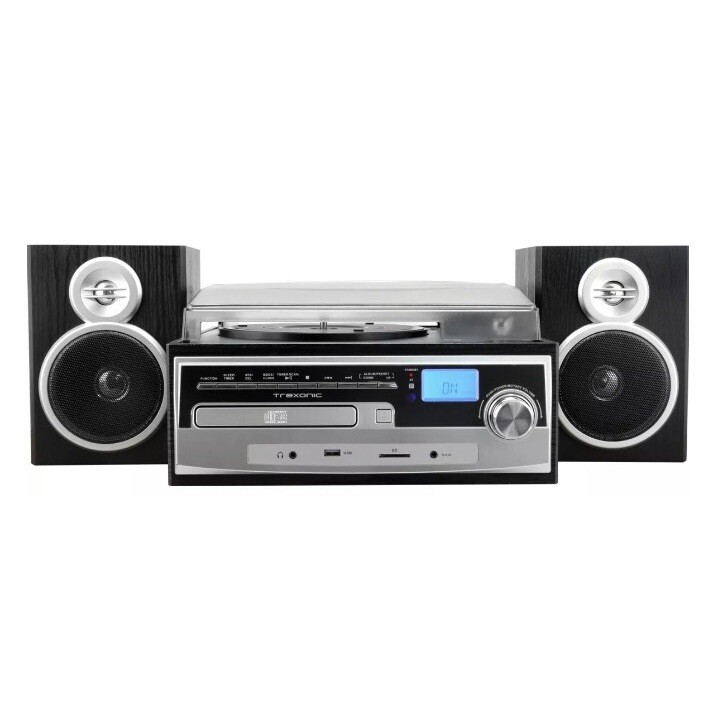 Trexonic 3-Speed Turntable Stereo System Record CD Player w FM Bluetooth AUX USB