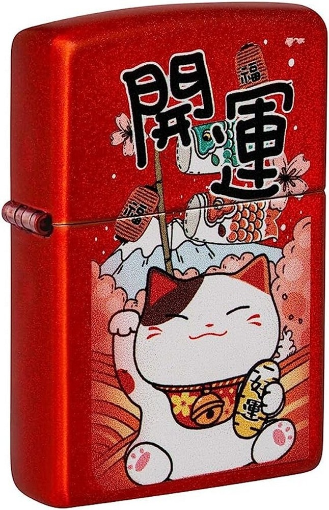 Zippo 08442 Lucky Cat Metallic Red Lighter