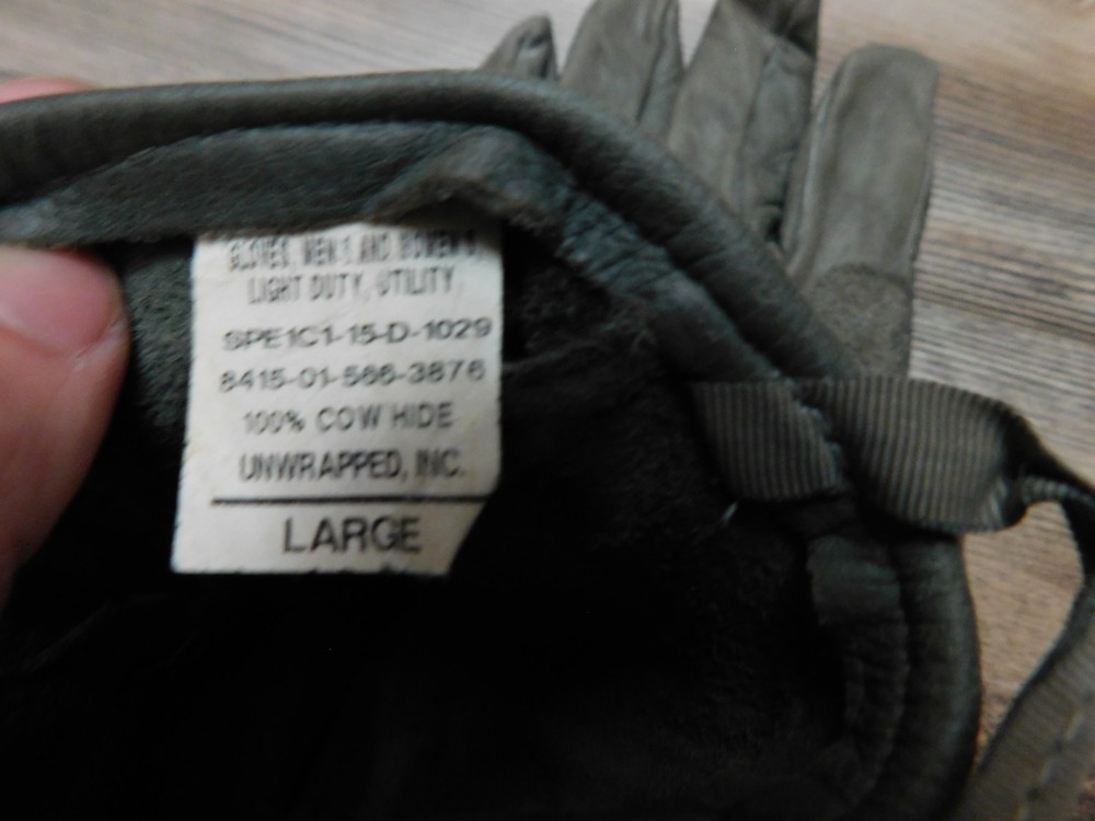 US ARMY COW HIDE LIGHT DUTY UTILITY GLOVES SIZE LARGE