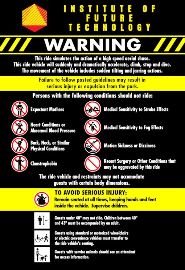 Back to the Future Ride Universal Studios Warning Sign Poster