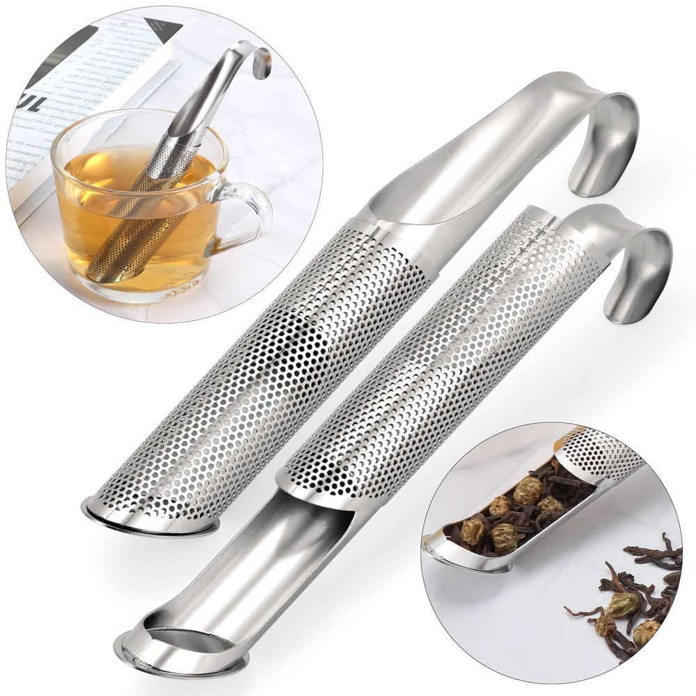 Stainless Steel Tea Filters Pipes Shape Loose Leaf Diffuser Strainer Infuser US