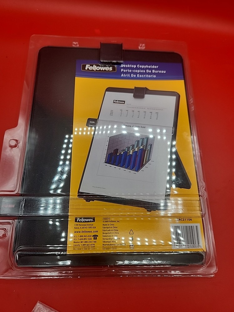 Fellowes Adjustable Document Holder with Line Guide - Black Copyholder Workstati