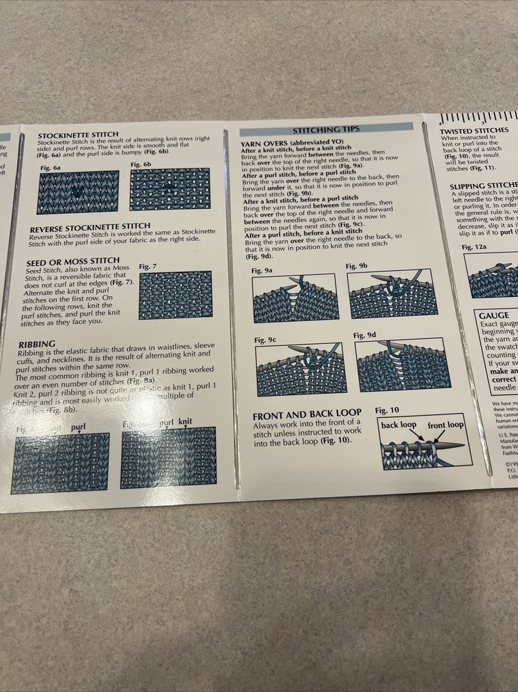 Laminated Knitting Reference Fold Out Pocket Guide - Leisure Arts