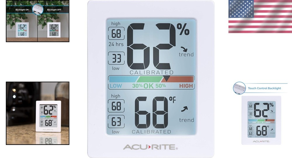 Professional Hygrometer & Thermometer with Record Keeping and Backlight Feature
