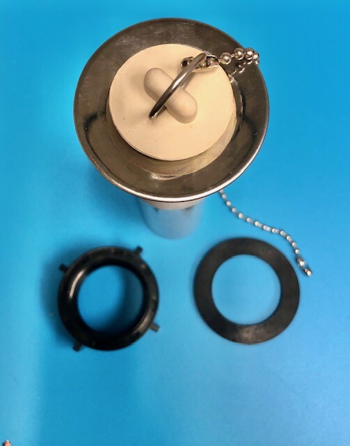 Plastic Parchment RV Sink Drain Tailpiece gray w Strainer & Stopper