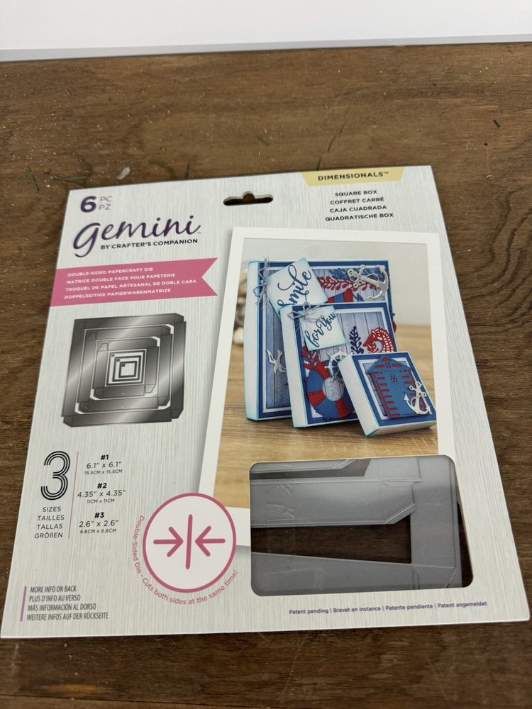 Gemini Dimensionals Square BOX Double-Sided Papercraft Dies - 2 Sizes