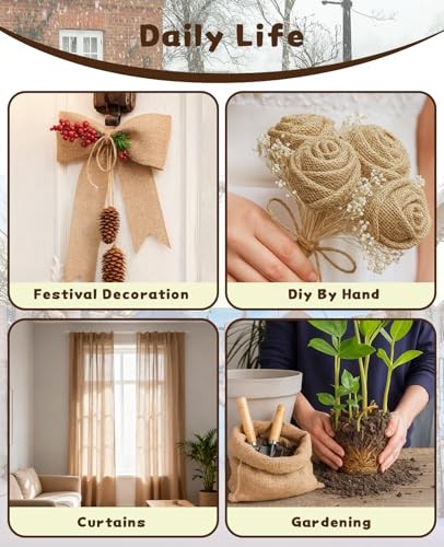 7.9" × 16.4' Burlap Tree Protector Wraps, Natural Burlap Tree Wrap Rolls, Jute