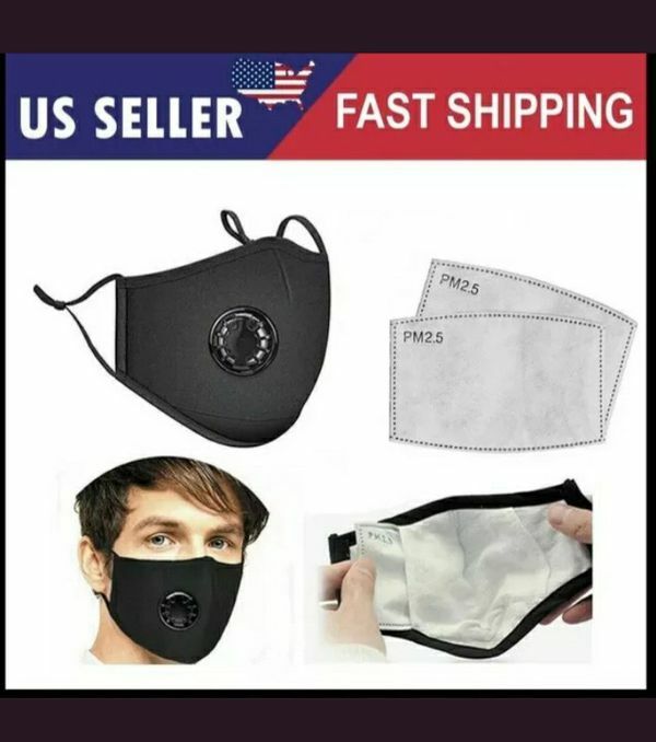 PM 2.5 Activated Carbon Face Mask & 2 filters