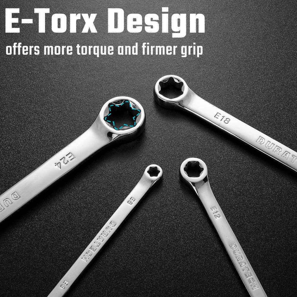 DURATECH 4-Piece E-Torx Wrench Set, Double Box End CR-V Silver