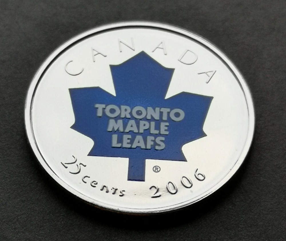 *** CANADA  25  CENTS  COLOURED  2006 NHL  ***  TORONTO  MAPLE  LEAFS  ***