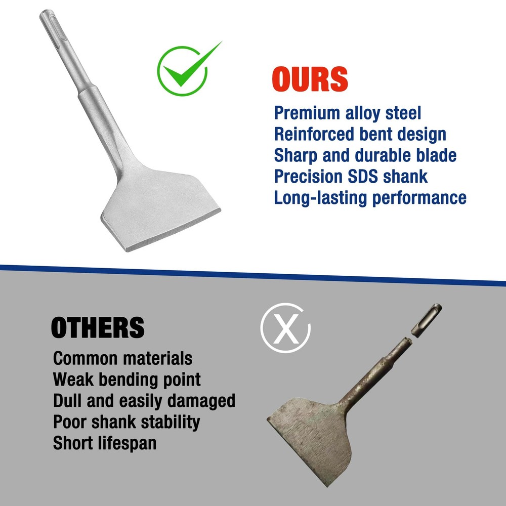 WORKPRO 3-inch SDS Plus Chisel, Cranked Angled Bent Tile Removal Chisel for...