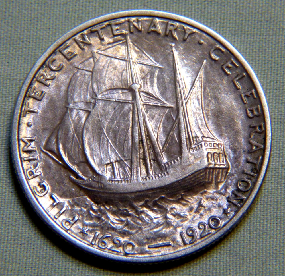 1920 Pilgrim Tercentenary Celebration Commemorative US Silver Half Dollar # 1682