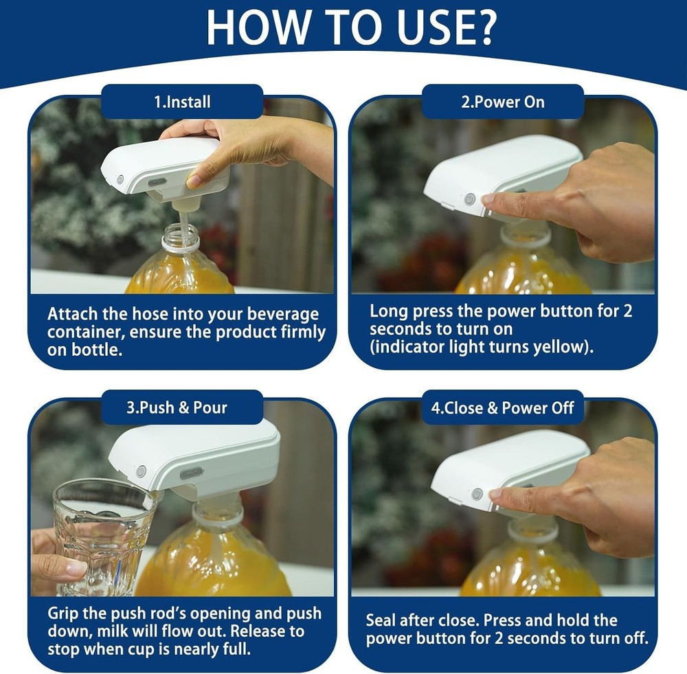 Automatic Milk & Juice Dispenser - Touchless USB Rechargeable Beverage Solution